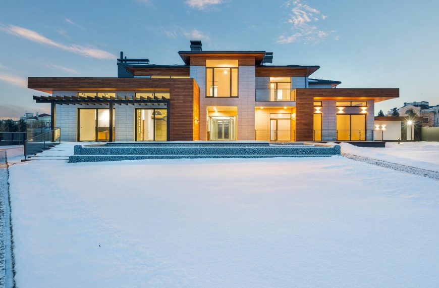 modern house in winter