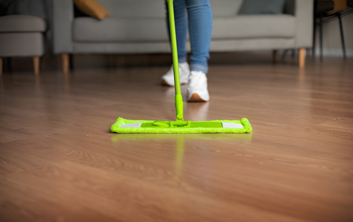 woman mopping vinyl flooring